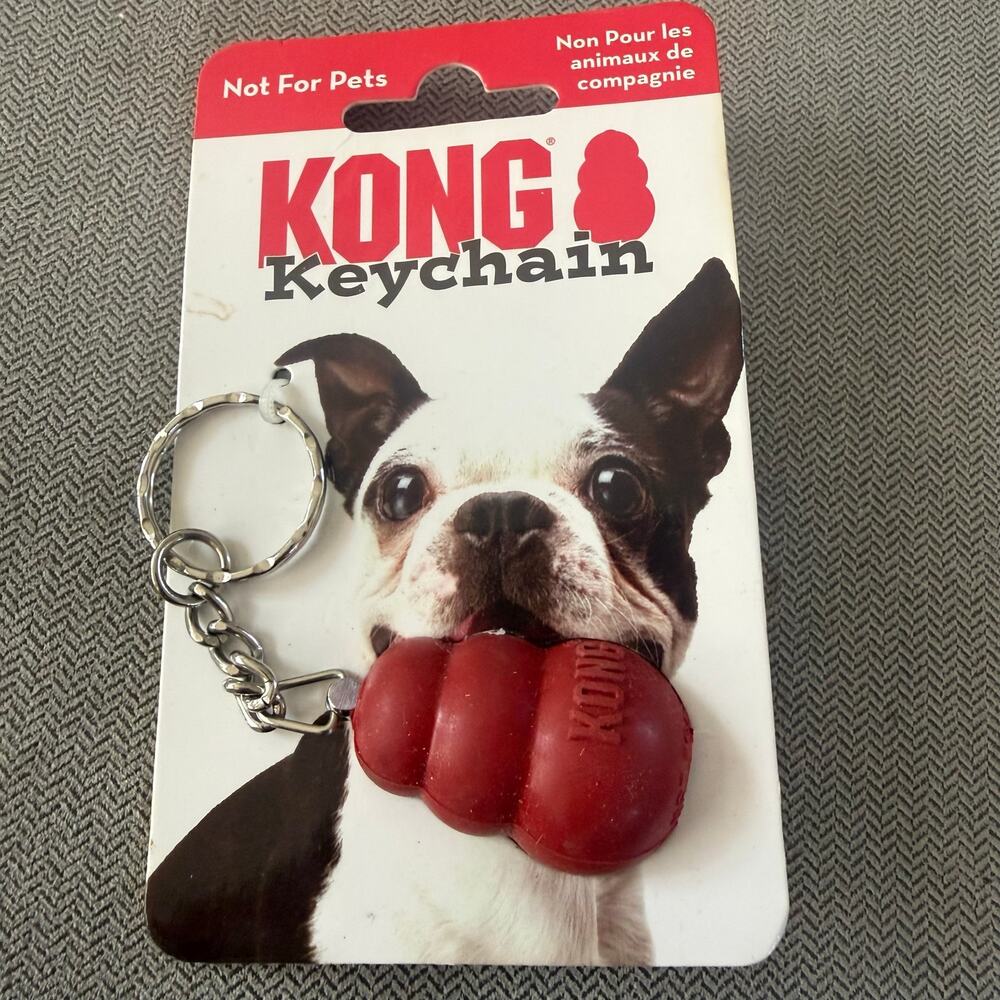 2 KONG Classic Red Dog Toy Keychains Mini Novelty Collectible New on Card